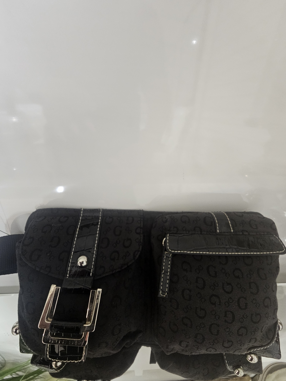 Guess Y2K Black Monogram Dual-Pouch Belt Bag